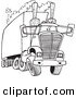 Vector of a Cartoon Big Rig Releasing a Lot of Exhaust - Coloring Page Outline by Toonaday