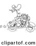 Vector of a Cartoon Biker Laughing on His Motorcycle - Coloring Page Outline by Toonaday