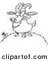 Vector of a Cartoon Billy Goat on a Hill - Coloring Page Outline by Toonaday