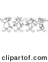 Vector of a Cartoon Black and White Outline Design of Ducks in a Row - Outlined Coloring Page by Toonaday
