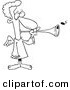 Vector of a Cartoon Black and White Outline Design of Herald the Angel Blowing a Horn - Outlined Coloring Page by Toonaday
