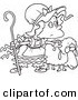Vector of a Cartoon Black and White Outline Design of Little Bo Peep with a Sheep - Coloring Page Outline by Toonaday