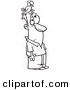 Vector of a Cartoon Black and White Outline Man with a Bird Nesting on His Head - Outlined Coloring Page by Toonaday