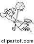 Vector of a Cartoon Black Basketball Player Flying - Coloring Page Outline by Toonaday