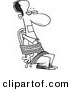 Vector of a Cartoon Black Businessman Gagged and Tied up to a Chair - Outlined Coloring Page Drawing by Toonaday