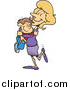 Vector of a Cartoon Blond Caucasian Mom Hugging Her Son by Toonaday