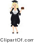 Vector of a Cartoon Blond Graduation Pinup Girl Holding Chocolate Cake by BNP Design Studio