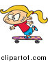 Vector of a Cartoon Blond White Skateboarding Girl by Toonaday