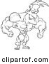Vector of a Cartoon Bodybuilder Flexing - Coloring Page Outline by Toonaday
