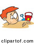 Vector of a Cartoon Boy Buried Under Beach Sand by Toonaday