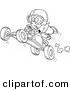 Vector of a Cartoon Boy Catching Air on a Go Cart - Outlined Coloring Page Drawing by Toonaday