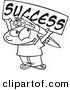 Vector of a Cartoon Boy Holding a Success Banner - Outlined Coloring Page by Toonaday