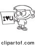 Vector of a Cartoon Boy Holding an I Love You Sign - Coloring Page Outline by Toonaday