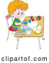Vector of a Cartoon Boy Painting Easter Eggs by Alex Bannykh