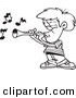 Vector of a Cartoon Boy Playing a Clarinet - Outlined Coloring Page by Toonaday