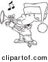 Vector of a Cartoon Boy Playing Christmas Music on a Trumpet - Outlined Coloring Page by Toonaday