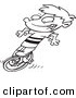 Vector of a Cartoon Boy Riding a Unicycle - Coloring Page Outline by Toonaday