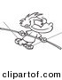 Vector of a Cartoon Boy Walking on a Tight Rope - Coloring Page Outline by Toonaday