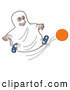 Vector of a Cartoon Boy Wearing Sheet Ghost Costume While Kicking a Ball by LaffToon