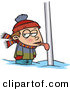 Vector of a Cartoon Boy's Tongue Frozen to a Pole by Toonaday