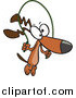 Vector of a Cartoon Brown Dog Jumping Rope by Toonaday