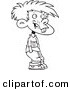 Vector of a Cartoon Buck Toothed Boy with His Hands in His Pockets - Coloring Page Outline by Toonaday