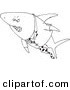 Vector of a Cartoon Business Shark in a Suit - Coloring Page Outline by Toonaday