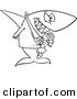 Vector of a Cartoon Business Shark Picking His Teeth - Coloring Page Outline by Toonaday