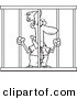 Vector of a Cartoon Businessman Behind Bars - Coloring Page Outline by Toonaday