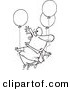 Vector of a Cartoon Businessman Floating Away with Balloons - Coloring Page Outline by Toonaday