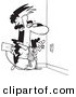 Vector of a Cartoon Businessman Plugging a Letter into an Electrical Socket - Outlined Coloring Page Drawing by Toonaday