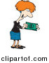 Vector of a Cartoon Businesswoman Holding Cash Money by Toonaday