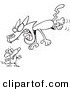 Vector of a Cartoon Cat Attacking a Mouse - Coloring Page Outline by Toonaday