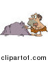 Vector of a Cartoon Caveman Chiseling on a Boulder by Toonaday