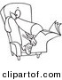 Vector of a Cartoon Chair and Reading the News - Coloring Page Outline by Toonaday