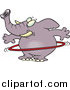 Vector of a Cartoon Chubby Elephant Using a Hula Hoop by Toonaday