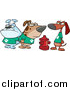 Vector of a Cartoon Clique of Dogs by a Fire Hydrant by Toonaday