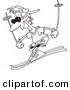 Vector of a Cartoon Cool Skiing Guy - Coloring Page Outline by Toonaday