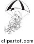 Vector of a Cartoon Couple Parachuting - Coloring Page Outline by Toonaday