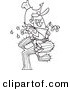 Vector of a Cartoon Cowboy Riding a Cactus - Coloring Page Outline by Toonaday