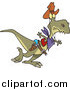 Vector of a Cartoon Cowboy Tyrannosaurus Rex Walking by Toonaday