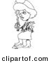 Vector of a Cartoon Cowgirl Blowing on a Smoking Gun - Outlined Coloring Page by Toonaday