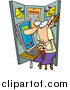Vector of a Cartoon Cramped White Businessman Crammed in a Cubicle by Toonaday