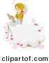 Vector of a Cartoon Cupid Girl Reading a Love Letter on a Cloud by BNP Design Studio