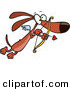 Vector of a Cartoon Cupid Weiner Dog Flying with Love Heart Arrow and Bow by Toonaday