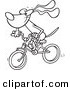 Vector of a Cartoon Cycling Dog - Coloring Page Outline by Toonaday