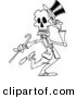 Vector of a Cartoon Dancing Skeleton - Outlined Coloring Page by Toonaday