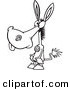 Vector of a Cartoon Democratic Donkey Wearing a Button - Coloring Page Outline by Toonaday