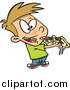 Vector of a Cartoon Dirty Blond White Boy Eating Pizza by Toonaday