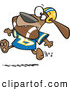 Vector of a Cartoon Dog Character Running with a Football in His Mouth by Toonaday